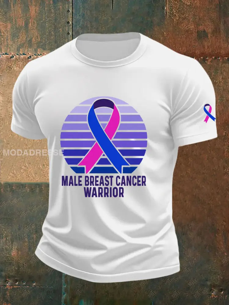 Mäns bröstcancer medvetenhet Skriv ut Casual T shirt vit / S