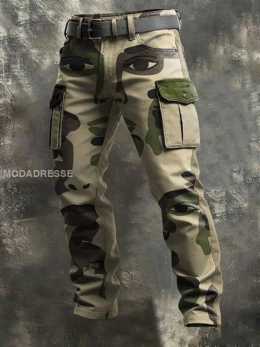 Mäns Camouflage Business Style Skriv ut Retro konst Casual Workwear Byxor Kamouflage. / S