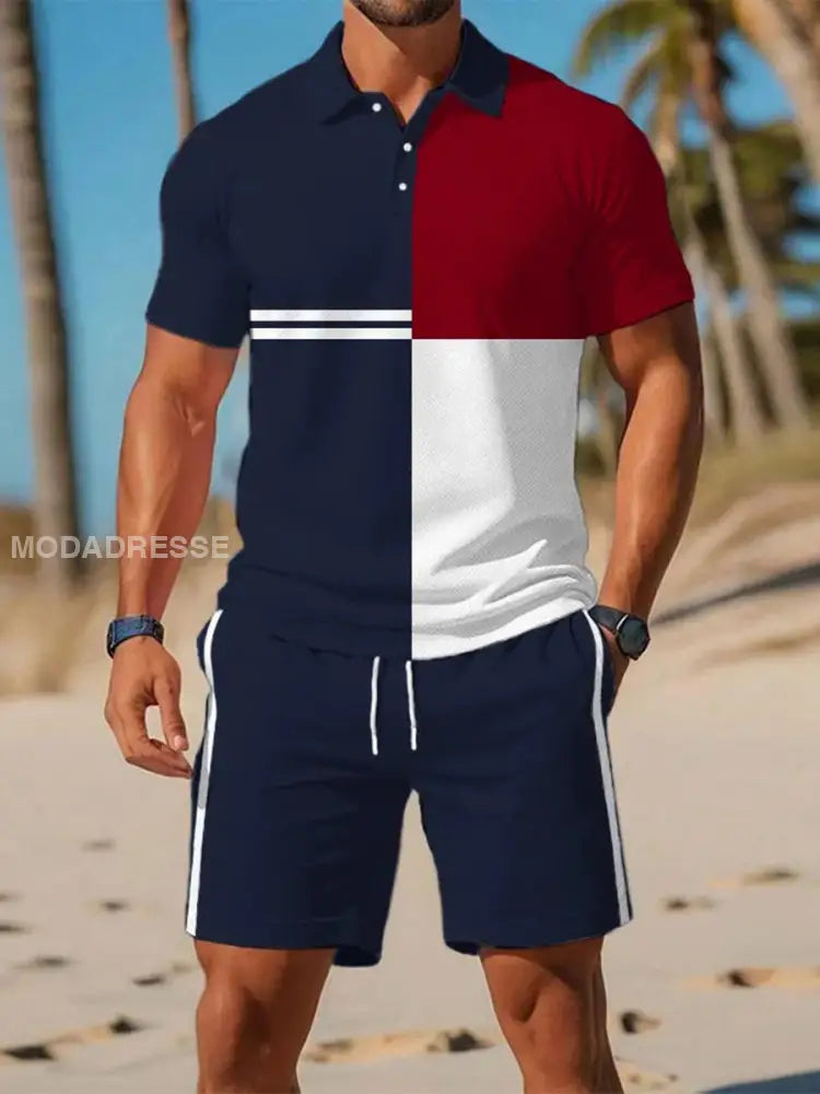 Mäns Casual Business Short-sleeved Polo-dräkt som bild / S
