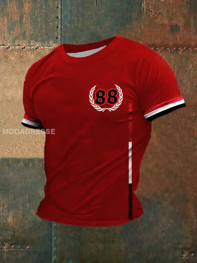 Mäns Deutschland 88 Tryck med kort ärm T-shirt röd / S