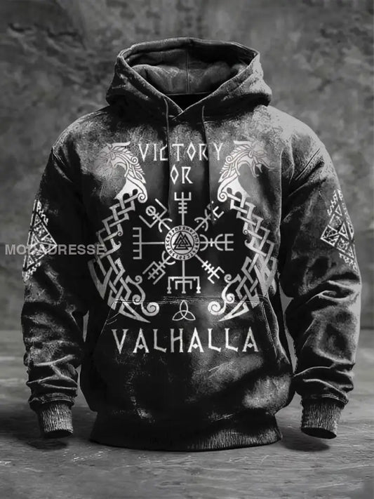 Mäns djärva ’ seger eller Valhalla’ Rune Skriv ut svart huvat flerlog / S