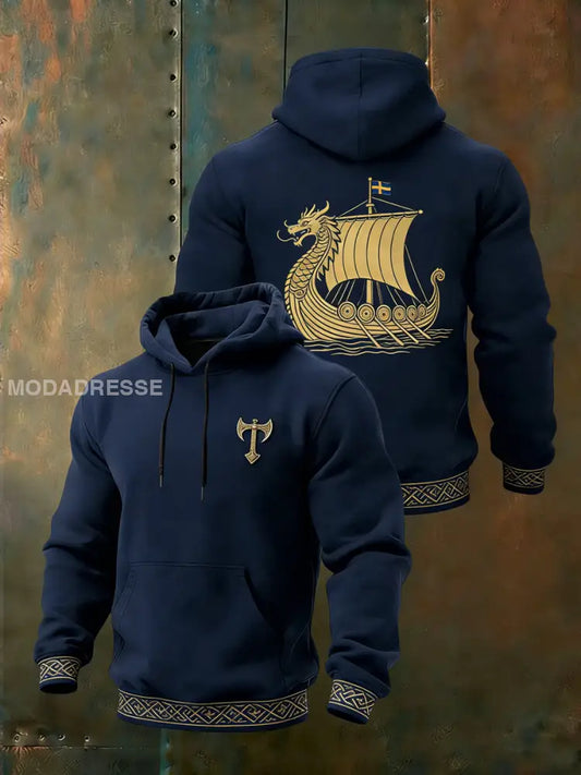 Mäns Elegant Navy Svenska Vikingskeppet flerlog / S
