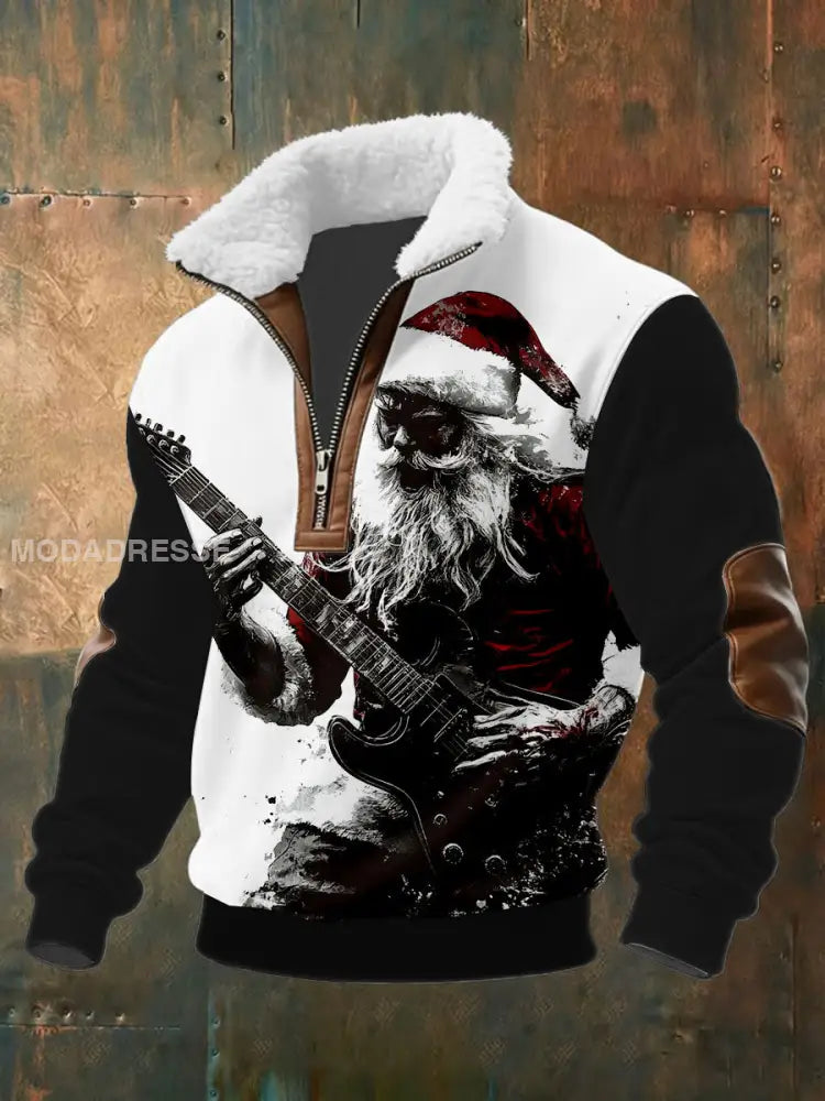 Mäns gitarr Rock Santa Baggy Zip-up Hoodie. som bild / S