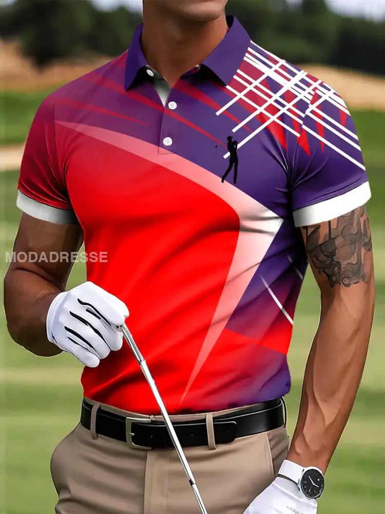 Mäns Golf Abstract Linje Konst Skriv ut Casual Business Polo tröj S