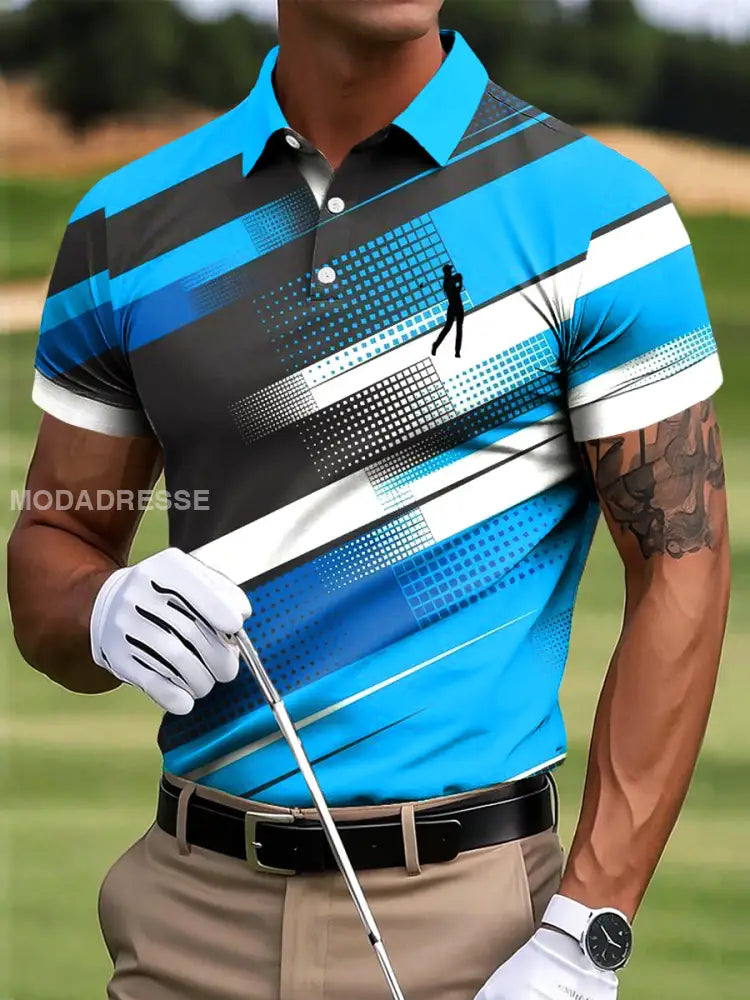 Mäns golf Abstract linje konst Skriv ut Casual Polo tröja flerlog / S