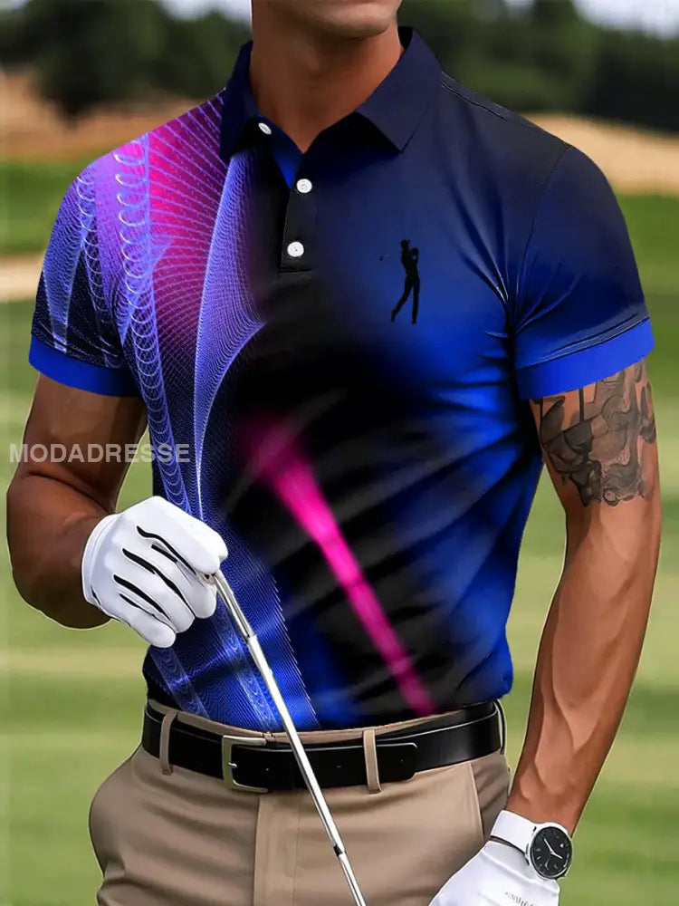 Mäns golf Abstrakt färgglada textur konst Skriv ut Casual Polo tröj flerlog / S