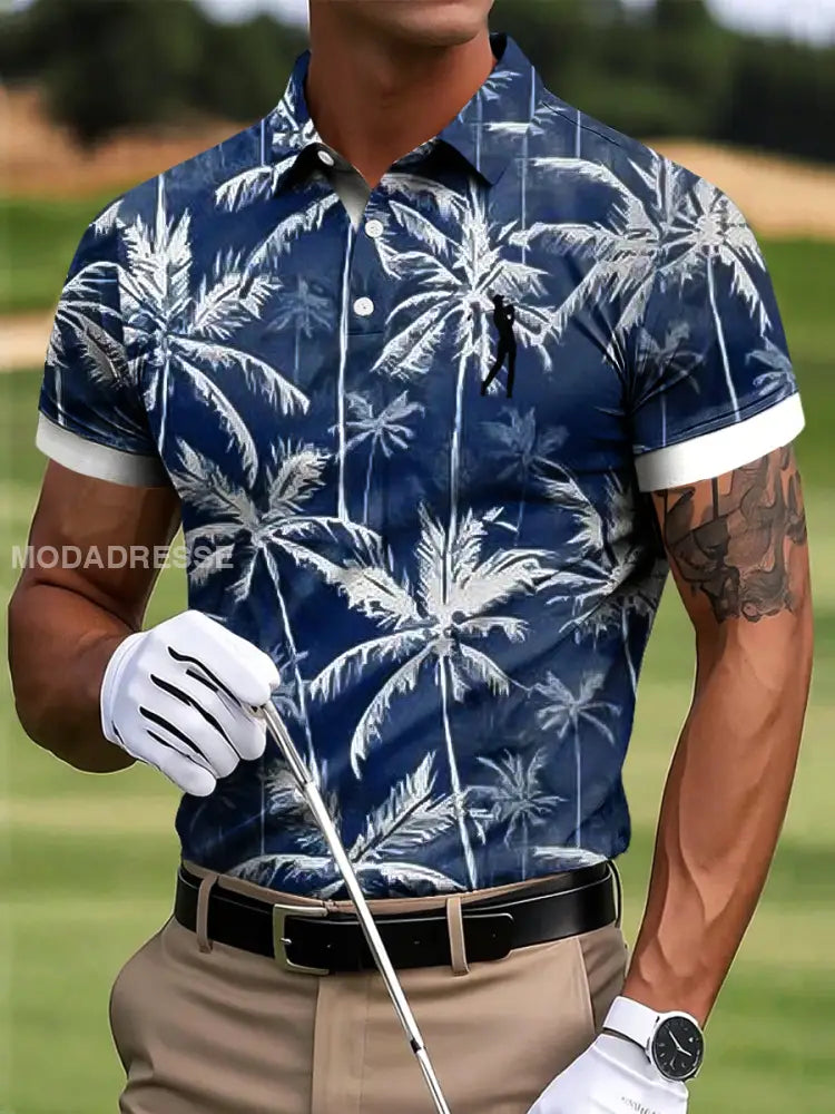 Mäns Golf Abstrakt kokos träd Konst Skriv ut Casual Business Polo tröj S