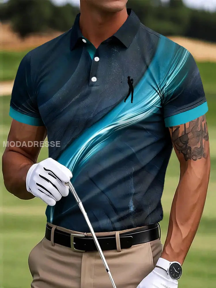 Mäns Golf Abstrakt Textur Konst Skriv ut Casual Business Polo tröj S