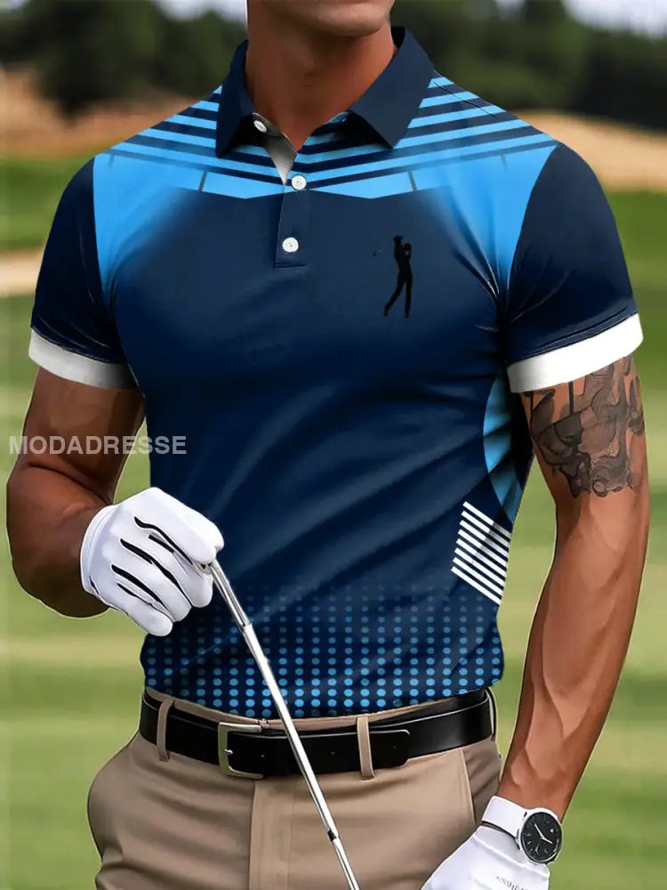 Mäns Golf Geometriska Patchwork Konst Skriv ut Casual Business Polo tröj S