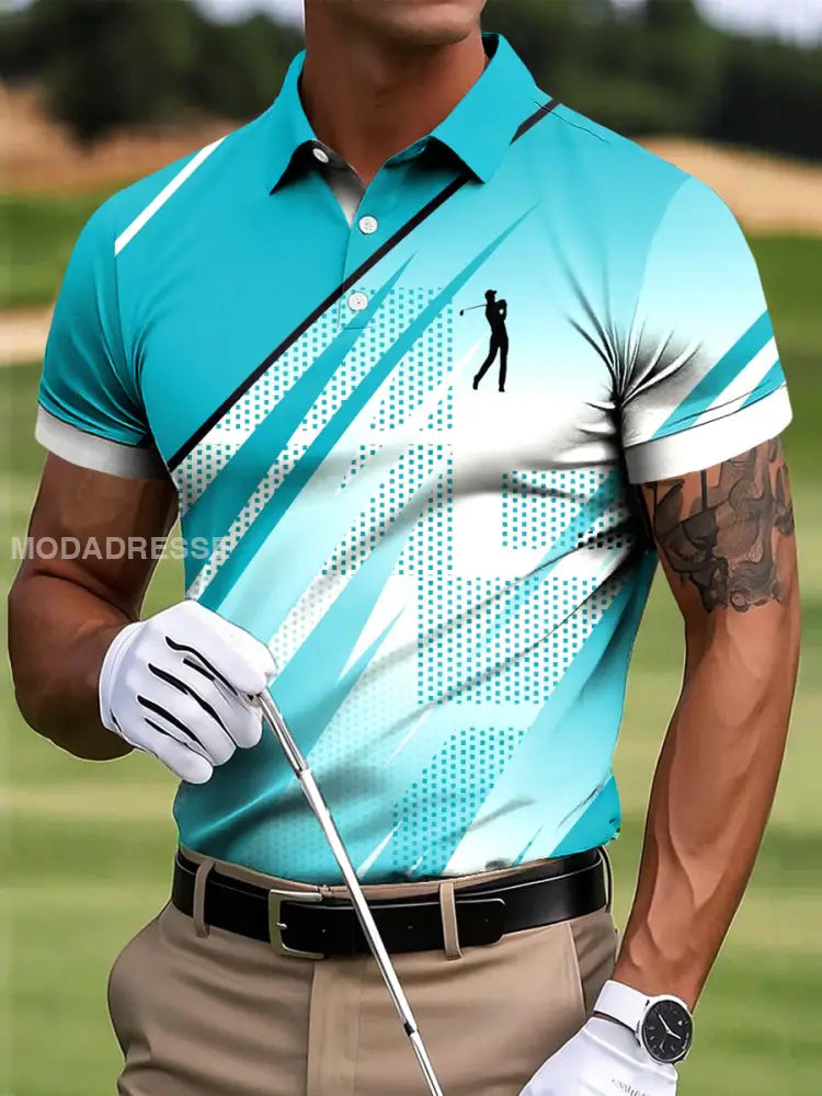 Mäns Golf Gradient linje konst Skriv ut Casual Business Polo tröj S