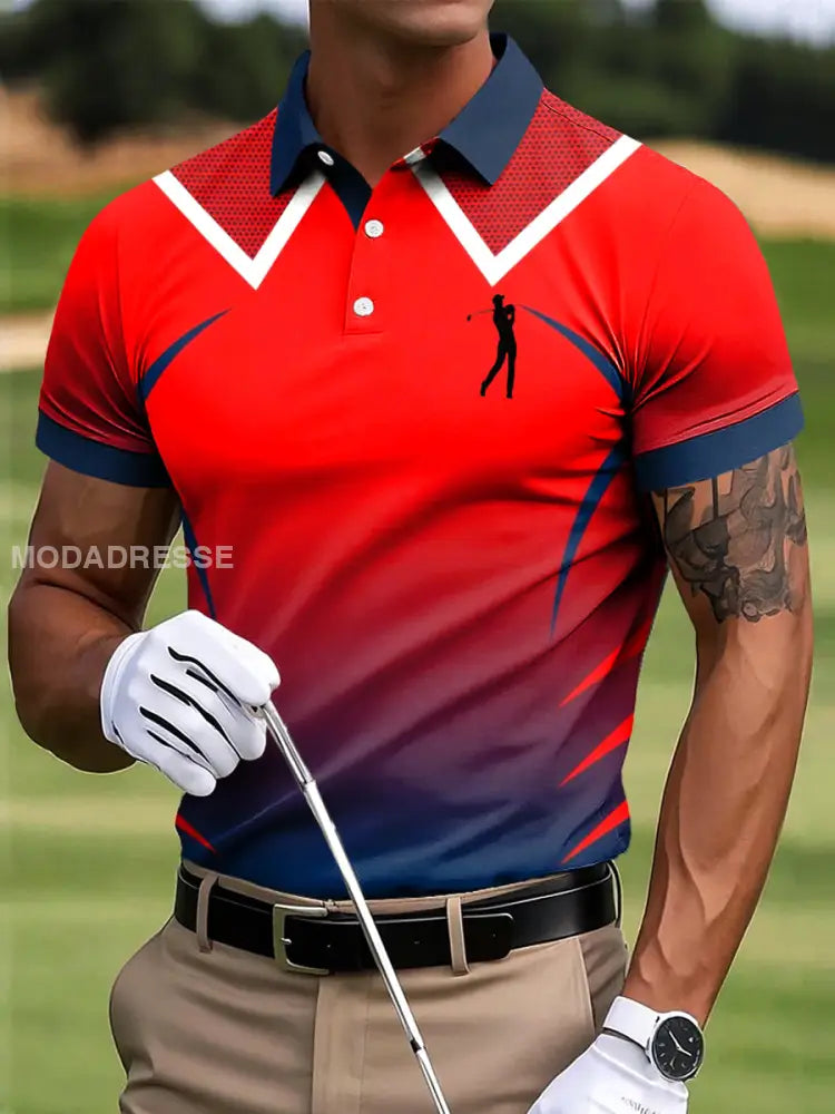 Mäns Golf Gradient linje konst Skriv ut Casual Business Polo tröj S