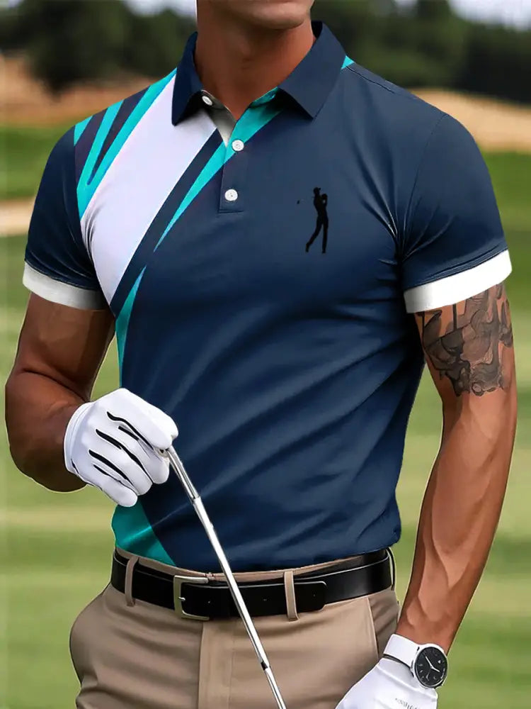 Mäns golf oregelbunden geometrisk konst Skriv ut Casual Business Polo tröj flerlog / S