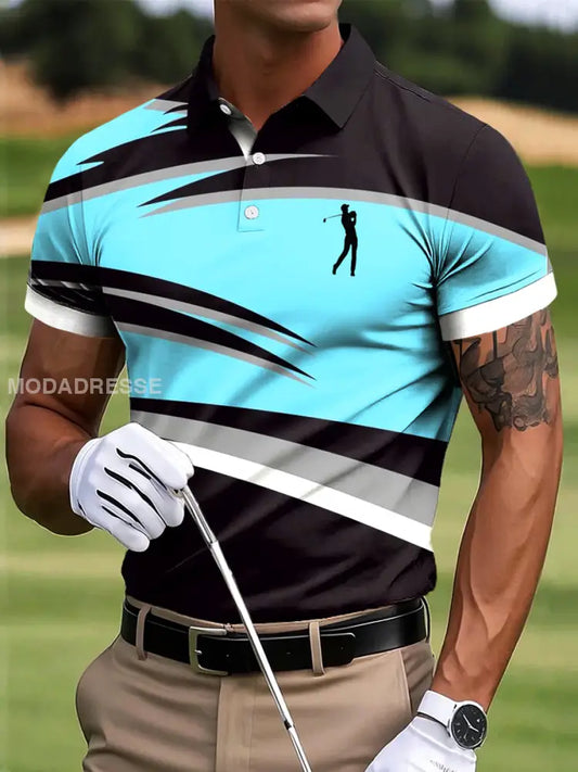 Mäns golf oregelbunden linje Konst Skriv ut Casual Business Polo tröj S