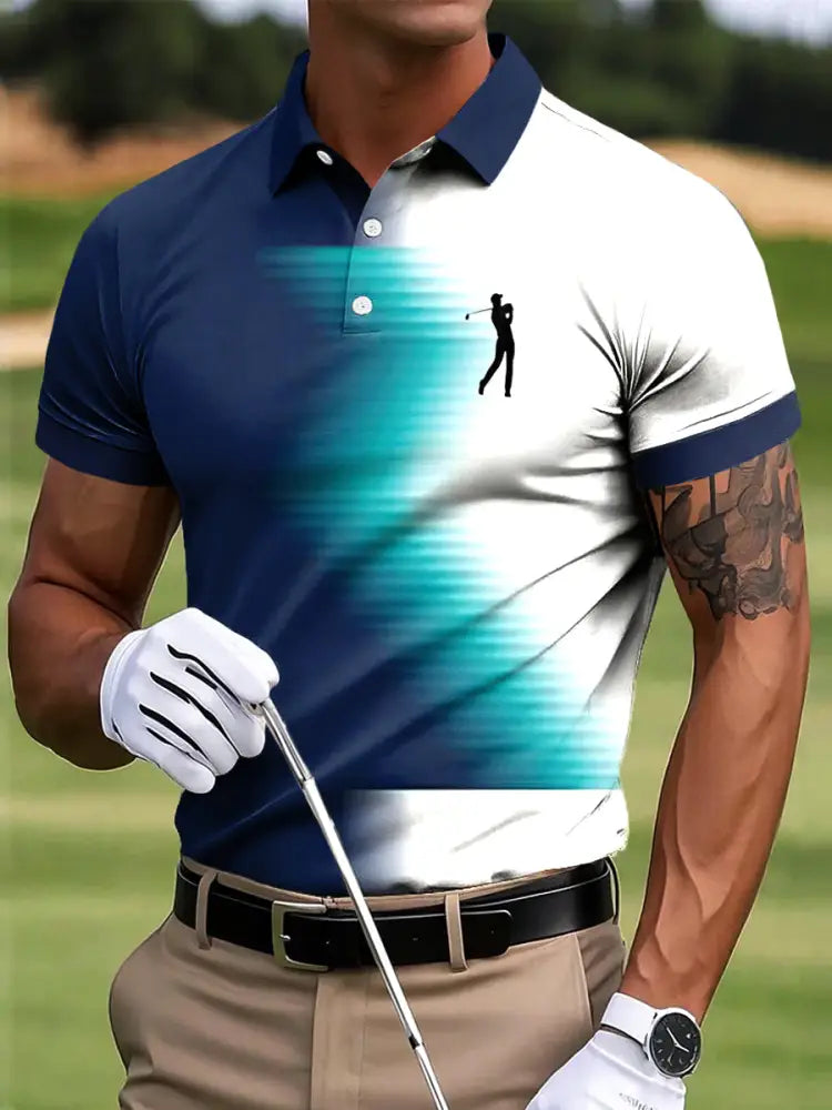 Mäns Golf Sammanfattning färgglada konst Skriv ut Casual Business Polo tröj flerlog / S