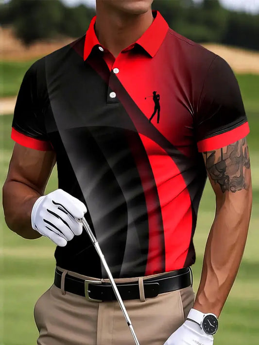 Mäns Golf Vintage Gradient Line Texture Konst Skriv ut Casual Business Polo tröj flerlog / S