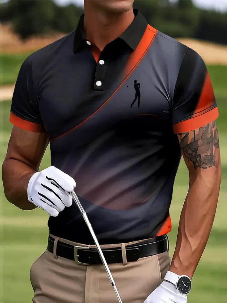 Mäns Golf Vintage Textured konst Skriv ut Casual Business Polo tröj flerlog / S