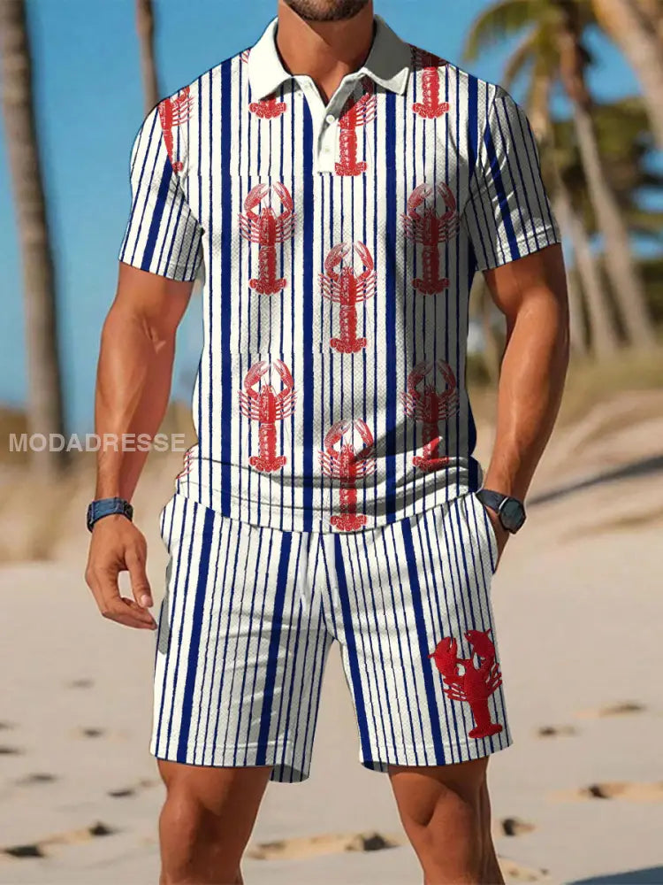 Mäns hummer Tryckta seter blå sjöfart / S