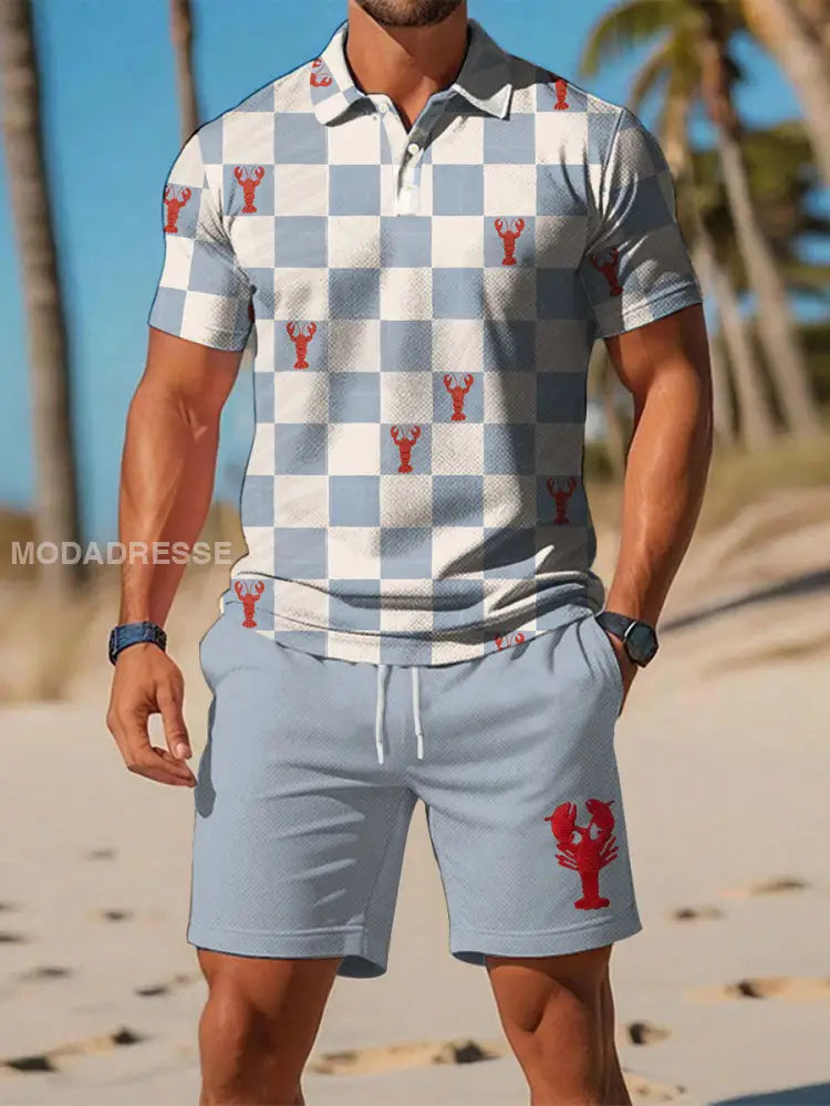 Mäns hummer Tryckta seter ljusblåa / S