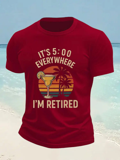 Mäns Jimmy Buffett Dag imitation bomull kortärmad T-shirt djupröd / S