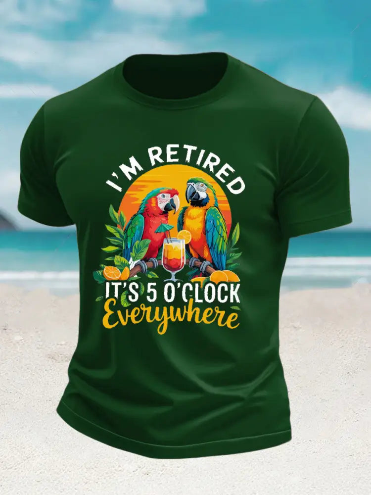 Mäns Jimmy Buffett Dag imitation bomull kortärmad T-shirt mörk grön / S