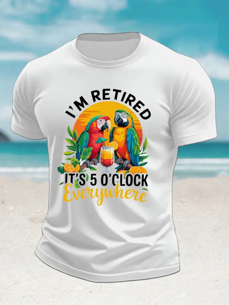 Mäns Jimmy Buffett Dag imitation bomull kortärmad T-shirt vit. / S