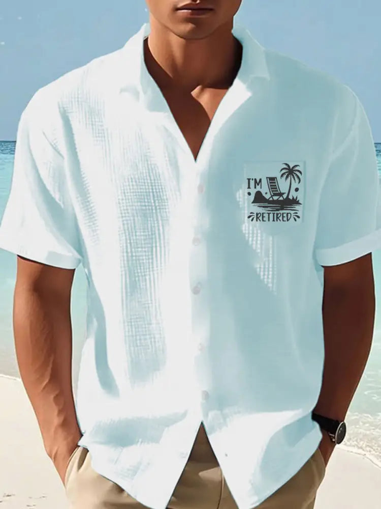 Mäns Jimmy Buffett dag papegoja Print Casual våffle Pocket skjorta ljusblå / S