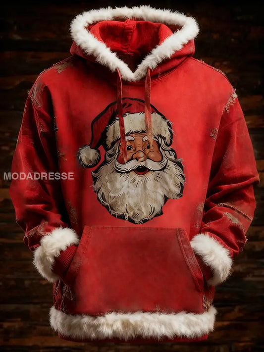 Mäns jul Casual Hoodie. röd / S