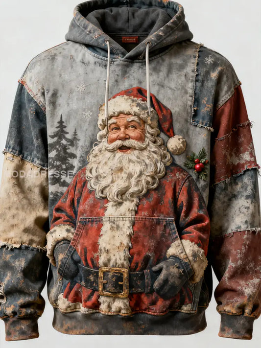 Mäns jul Print Casual Hoodie Print som bild / S