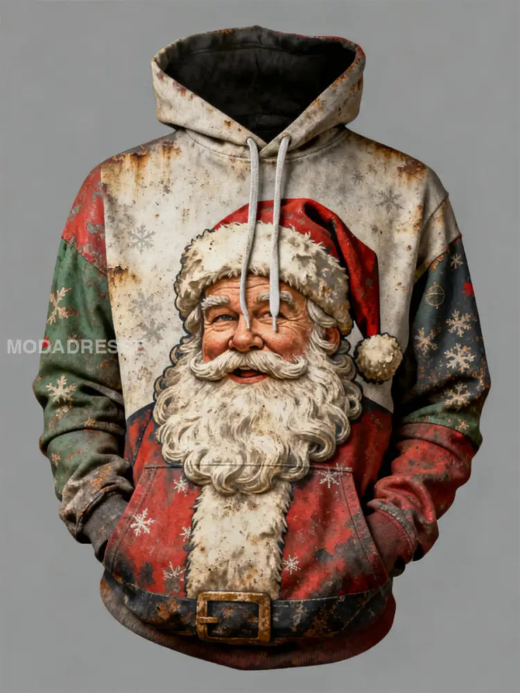 Mäns jul Print Casual Hoodie Print som bild / S