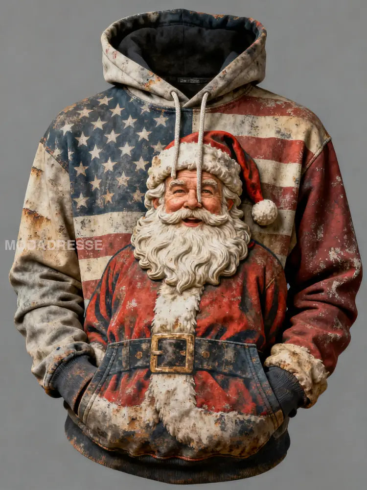 Mäns jul Print Casual Hoodie Print som bild / S