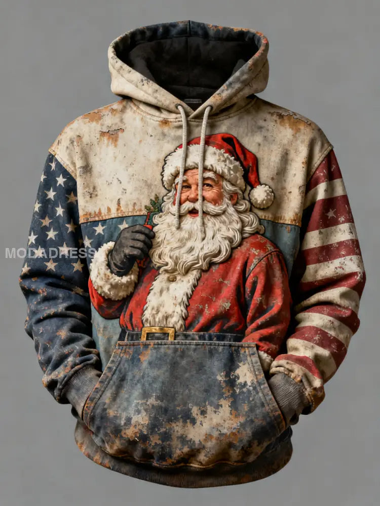 Mäns jul Print Casual Hoodie Print som bild / S