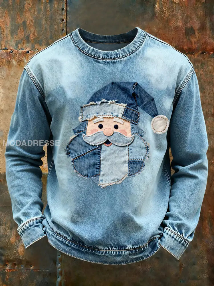 Mäns jultomte Print Casual Sweatshirt blå / S