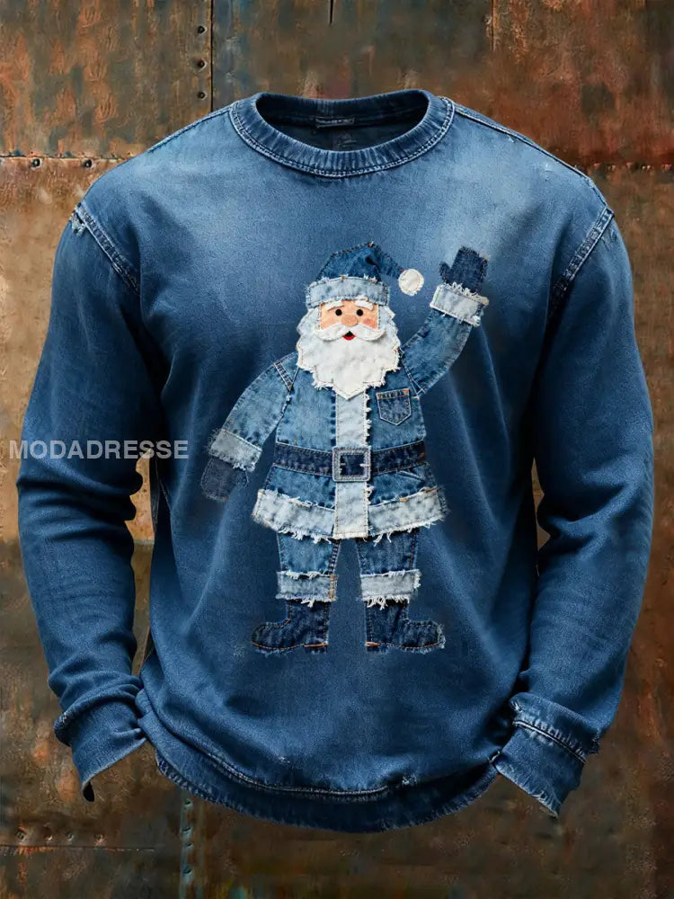 Mäns jultomte Print Casual Sweatshirt marinblå färg / S