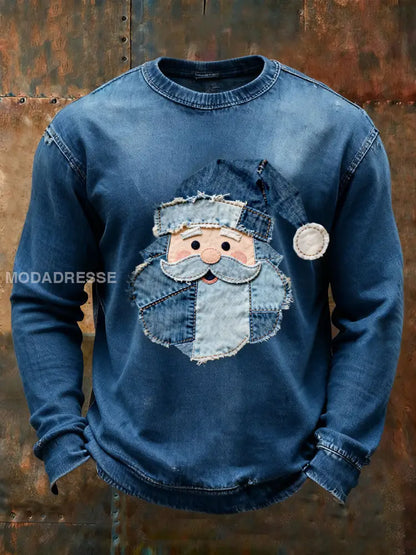 Mäns jultomte Print Casual Sweatshirt marinblå färg / S