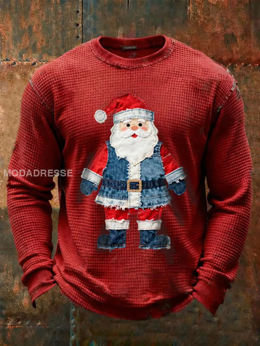 Mäns jultomte våffle Casual T-shirt röd / S