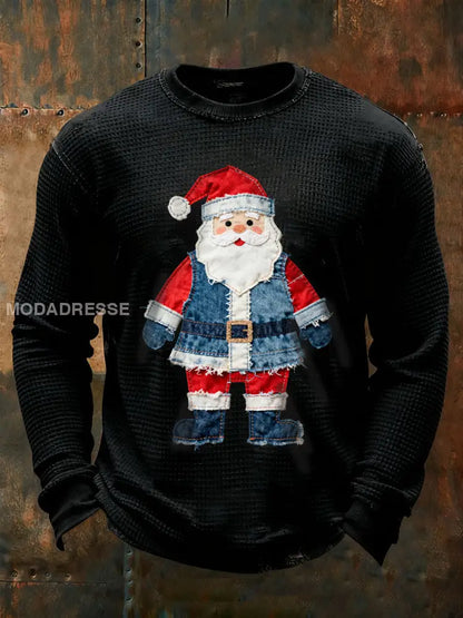 Mäns jultomte våffle Casual T-shirt svart / S