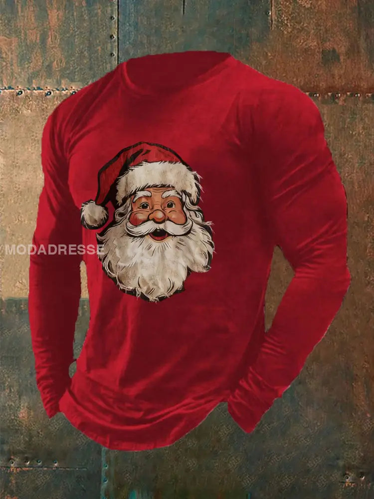 Mäns jultomten Print Casual T-shirt röd / S
