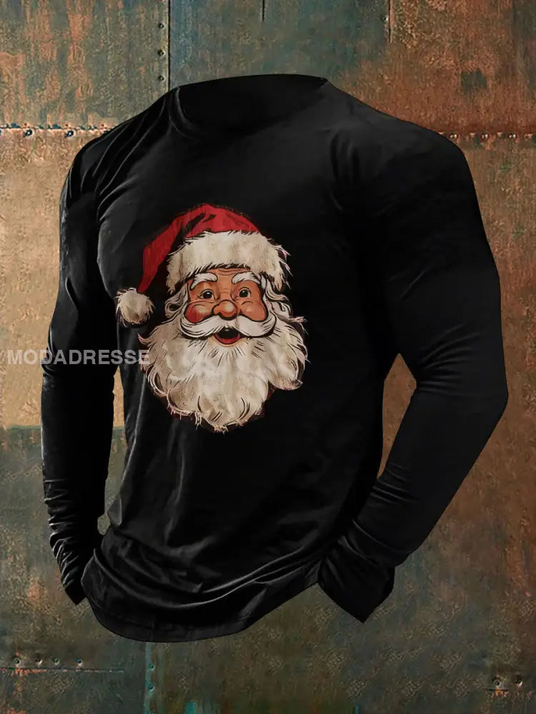 Mäns jultomten Print Casual T-shirt svart / S