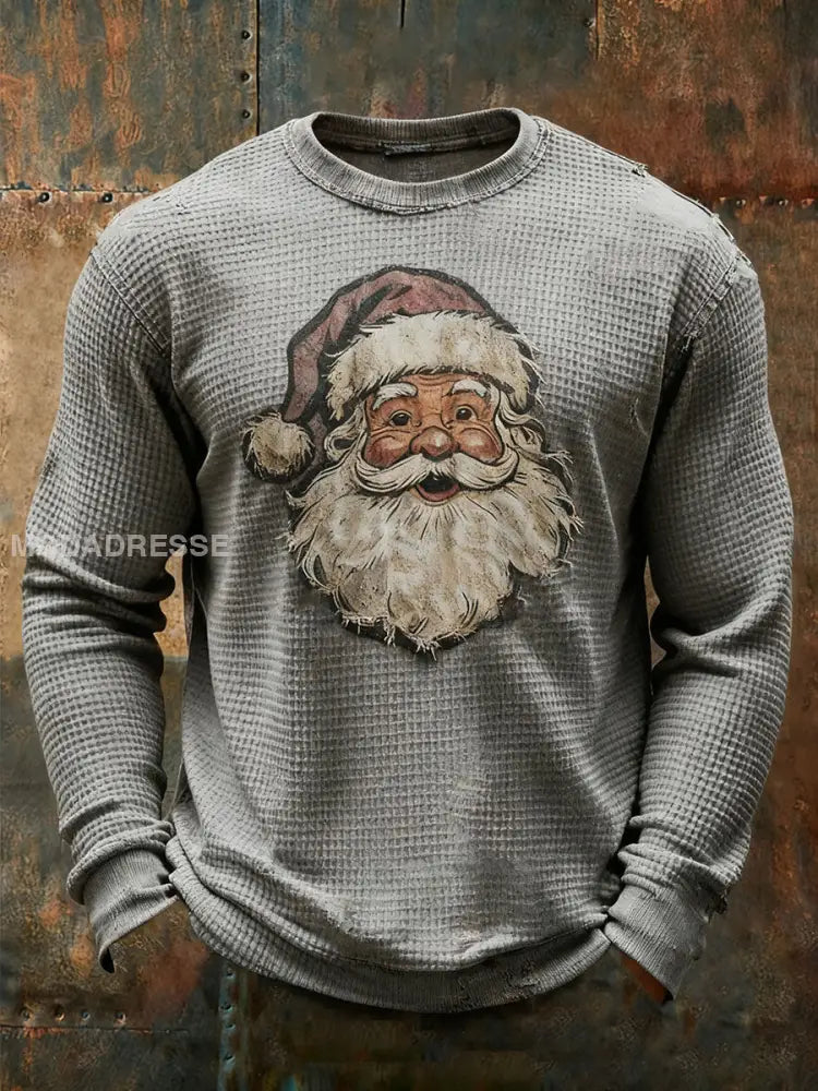 Mäns jultomten tryckt avslappnad topp grå / S