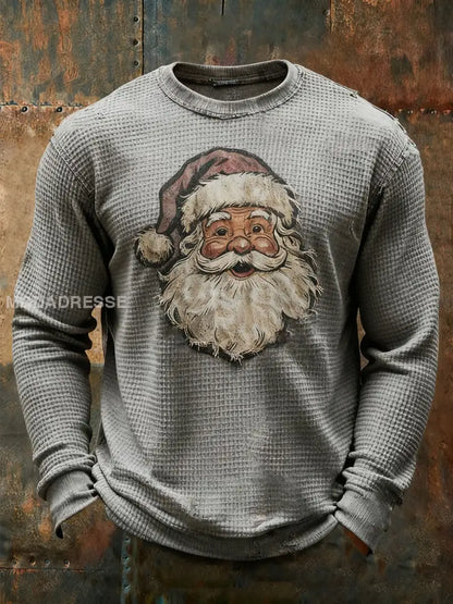 Mäns jultomten tryckt avslappnad topp grå / S