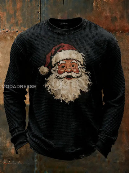 Mäns jultomten tryckt avslappnad topp svart / S