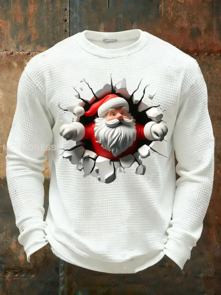 Mäns julvåffle Casual T-shirt vitt / S