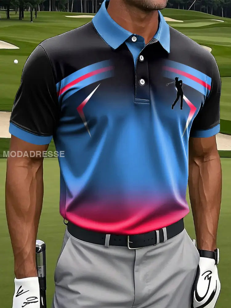 Mäns konst Abstrakt Gradient färgglada utskrift Casual Business Polo tröj S