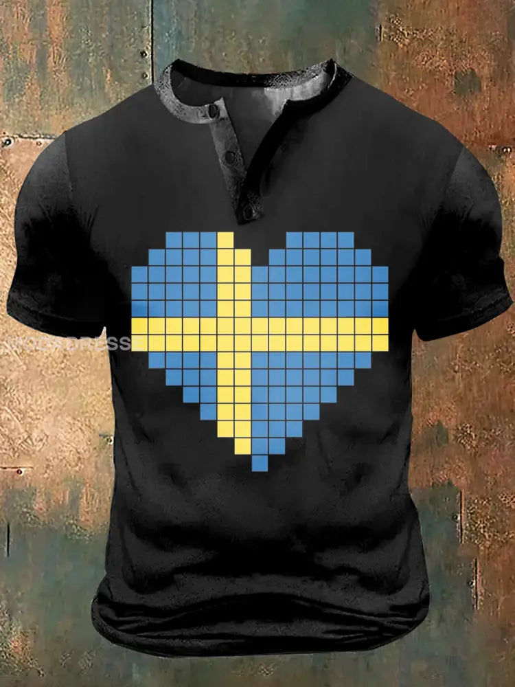 Mäns konstnärkatter Skriv ut konst kort ärm hensley hals T-shirt S