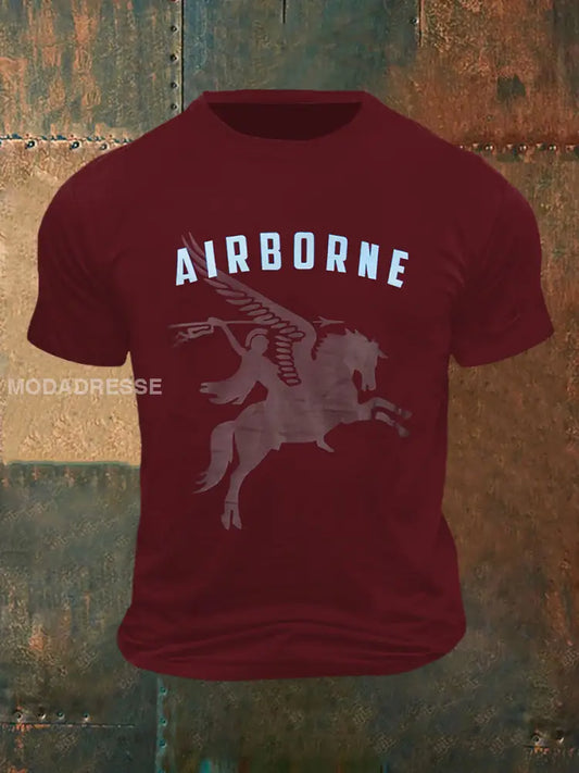Mäns luftburna utskrift Vintage Mode kort ärm T-shirt S