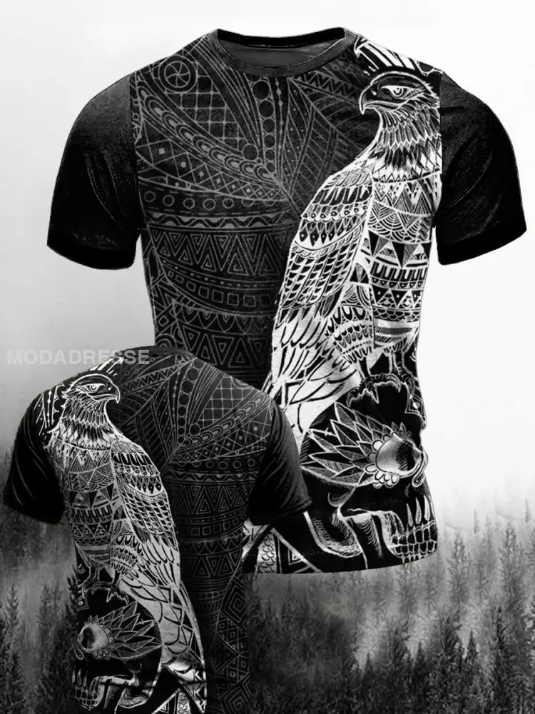 Mäns Odin’s Pet Print Vintage Mode kort ärm T-shirt S