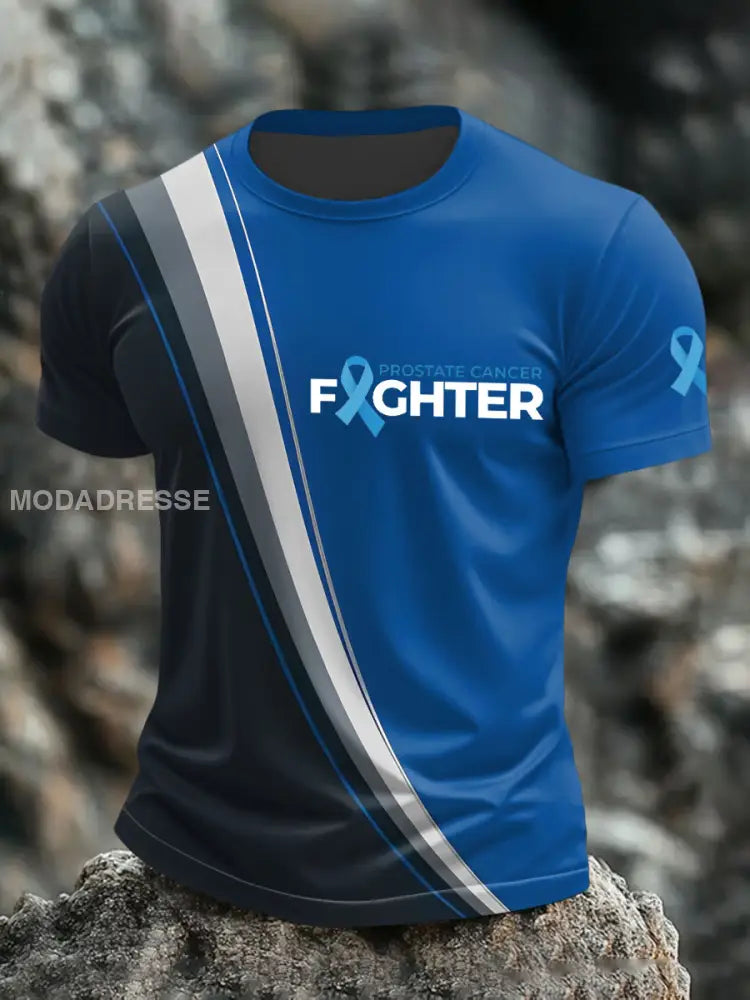 Mäns Prostata Cancer Fighter T shirts blå / S