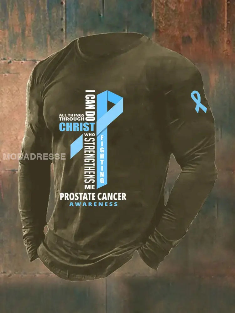 Mäns prostatacancer medvetenhet Skriv ut Casual T shirt armé gröna / S