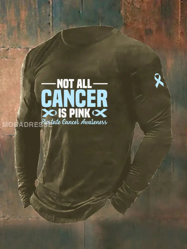 Mäns prostatacancer medvetenhet Skriv ut Casual T shirt armé gröna / S