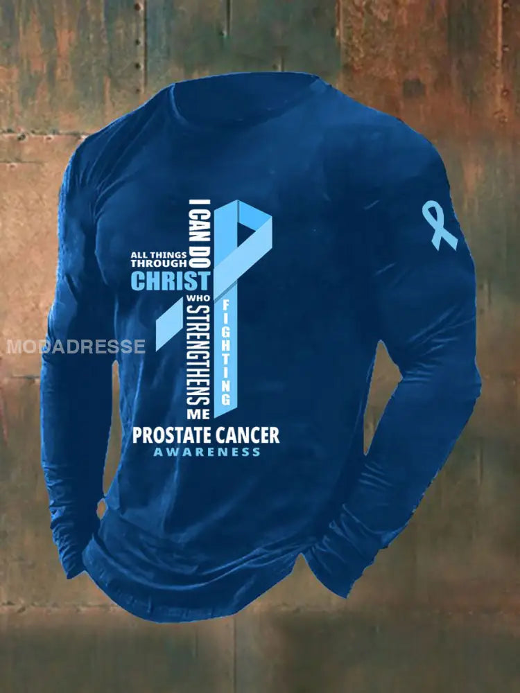 Mäns prostatacancer medvetenhet Skriv ut Casual T shirt blå / S